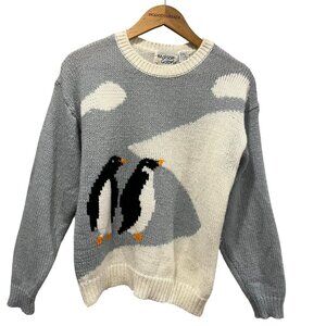 Maison Gabriel Vtg Penguin Crew Neck Sweater, Gray Ivory, M